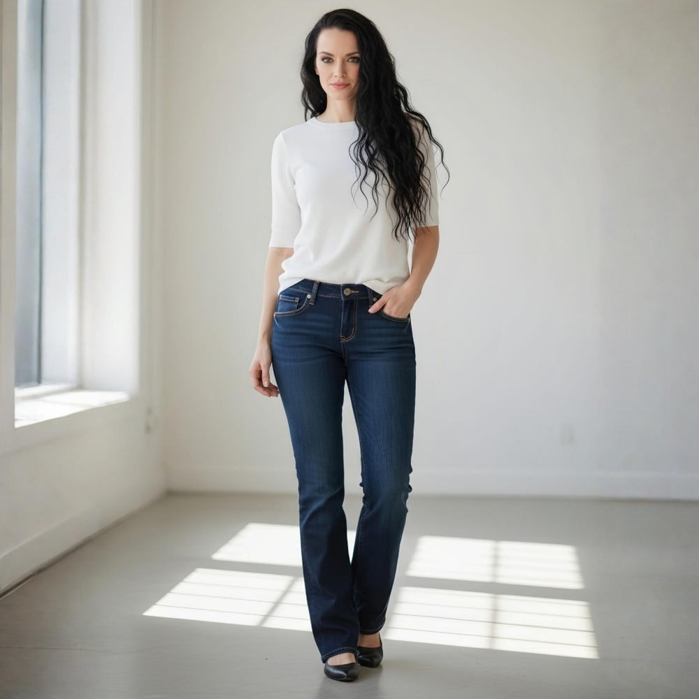Lauren Ralph Lauren ✦ Straight Jeans ✦ High‑Rise Dark Wash Button Pockets Size 2